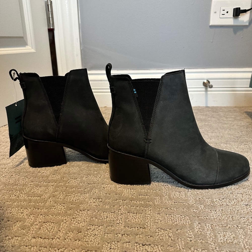 Brand New Toms Black Leather Boots